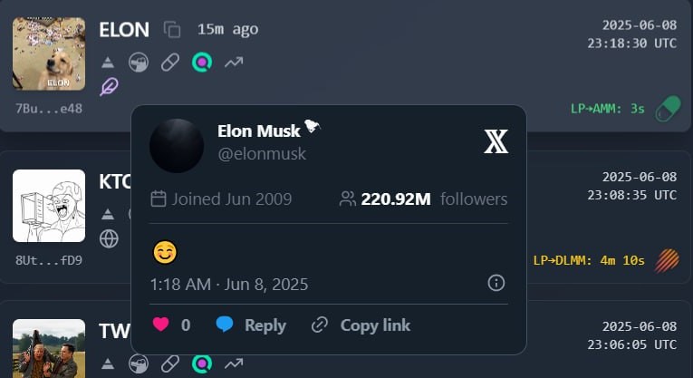 X/Twitter hover preview card